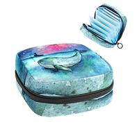 Bolsa de almacenamiento de servilletas sanitarias, bolsa de copa menstrual, bolsa de tampón, organizador de almohadillas de período para mujeres y niñas, ballena grande en el océano profundo