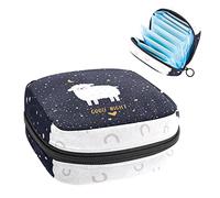 Bolsa de almacenamiento de servilletas sanitarias, bolsa de copa menstrual, bolsa de tampón, organizador de almohadillas de período para mujeres y niñas, llama de buenas noches en cielo estrellado