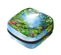 Bolsa de almacenamiento de servilletas sanitarias, bolsa de copa menstrual, bolsa de viaje para niñas, organizador de almohadillas sanitarias de gran capacidad, bosque de hongos de Fairyland