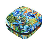 Bolsa de almacenamiento de servilletas sanitarias, bolsa de copa menstrual, bolsa de viaje para niñas, organizador de almohadillas sanitarias de gran capacidad, lirios azules