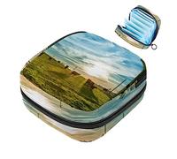 Bolsa de almacenamiento de servilletas sanitarias, bolsa de copa menstrual, bolsa de viaje para niñas, organizador de almohadillas sanitarias de gran capacidad, amanecer con vacas