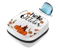 Bolsa de almacenamiento de servilletas sanitarias, bolsa de copa menstrual para niñas, bolsa de viaje de gran capacidad, organizador de almohadillas sanitarias, Hello October Pumpkin