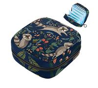 Bolsa de almacenamiento de servilletas sanitarias, bolsa de copa menstrual para niñas, de gran capacidad, organizador de almohadillas sanitarias, lindo patrón de mapache nueces de bosque