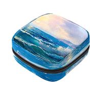 Bolsa de almacenamiento de servilletas sanitarias, bolsa de copa menstrual, para niñas, de gran capacidad, maquillaje, almohadillas sanitarias, organizador, mañana en olas de mar