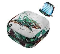 Bolsa de almacenamiento de servilletas sanitarias, bolsa de copa menstrual para niñas, organizador de almohadillas sanitarias de gran capacidad, para maquillaje, lagarto de reptiles de vida silvestre
