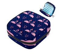 Bolsa de almacenamiento de servilletas sanitarias, bolsa de copa menstrual para niñas, organizador de almohadillas sanitarias de gran capacidad, flamenco de amor con patrón de sombrero de Navidad