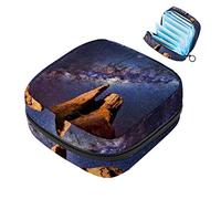 Bolsa de almacenamiento de servilletas sanitarias, bolsa de copa menstrual para niñas, organizador de almohadillas sanitarias de gran capacidad, cielo estrellado y galaxia nocturna