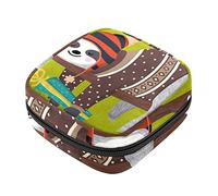 Bolsa de almacenamiento de servilletas sanitarias, bolsa de copa menstrual para niñas, organizador de almohadillas sanitarias de gran capacidad, perezoso dormido con sombrero