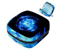 Bolsa de almacenamiento de servilletas sanitarias, bolsa de copa menstrual para niñas, organizador de almohadillas sanitarias de gran capacidad, icono de átomo 3D, brillo azul