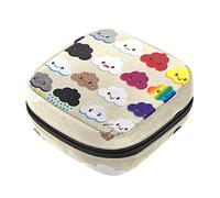 Bolsa de almacenamiento de servilletas sanitarias, bolsa de copa menstrual para niñas, organizador de almohadillas sanitarias de gran capacidad, bonita nube feliz con gotas de lluvia
