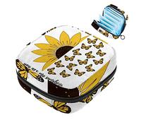 Bolsa de almacenamiento de servilletas sanitarias, bolsa de copa menstrual para niñas, organizador de almohadillas sanitarias de gran capacidad, girasol, mariposa, You are My Sunshine