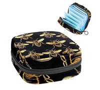 Bolsa de almacenamiento de servilletas sanitarias, bolsa de época para niñas adolescentes escolares, abeja dorada, bolsa de período portátil con cremallera, bolsa de toallas sanitarias, soporte para