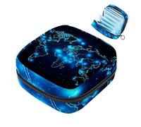 Bolsa de Almacenamiento de servilletas sanitarias,Bolsa de época,Resumen Estrellas Mundo Mapa Cielo,Bolsa de Almohadilla