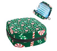 Bolsa de almacenamiento de servilletas sanitarias, bolsa de kit de período para la escuela, bolsa de copa menstrual, bolsa organizadora de servilletas sanitarias, caramelo de Navidad verde