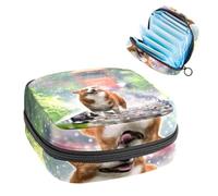 Bolsa de almacenamiento de servilletas sanitarias, bolsa de kit de período para la escuela, bolsa de copa menstrual, bolsa organizadora de compresas sanitarias, perro corgi feliz caminando en el agua