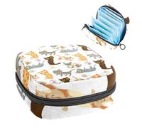 Bolsa de almacenamiento de servilletas sanitarias, bolsa de kit de período para la escuela, bolsa de copa menstrual, bolsa organizadora de toallas sanitarias, gatos locos divertidos