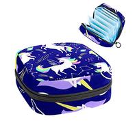 Bolsa de almacenamiento de servilletas sanitarias, bolsa de kit de período para la escuela, bolsa de copa menstrual, bolsa organizadora de servilletas sanitarias, unicornio constelación