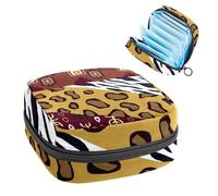 Bolsa de almacenamiento de servilletas sanitarias, bolsa de kit de período para la escuela, bolsa de copa menstrual, bolsa organizadora de toallas sanitarias, piel de animal de tribu
