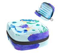 Bolsa de almacenamiento de servilletas sanitarias, bolsa de kit de período para la escuela, bolsa de copa menstrual, bolsa organizadora de servilletas, hermosa acuarela verde, sirenas, peces, algas