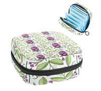 Bolsa de almacenamiento de servilletas sanitarias, bolsa de kit de período para la escuela, bolsa de copa menstrual, bolsa organizadora de almohadillas de servilletas sanitarias, hoja de rosa morada