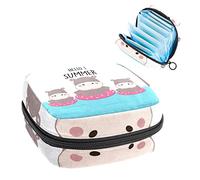 Bolsa de almacenamiento de servilletas sanitarias, bolsa de kit de período para la escuela, bolsa de copa menstrual, bolsa organizadora de servilletas sanitarias, Hello Summer Cute Hipopótamo