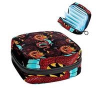Bolsa de almacenamiento de servilletas sanitarias, bolsa de kit de período para la escuela, bolsa de copa menstrual, bolsa organizadora de servilletas sanitarias, dragones chinos y peonías