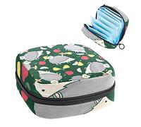 Bolsa de almacenamiento de servilletas sanitarias, bolsa de kit de período para la escuela, bolsa de copa menstrual, bolsa organizadora de servilletas sanitarias, patrón de manzana de erizo