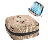 Bolsa de almacenamiento de servilletas sanitarias, bolsa de kit de período para la escuela, bolsa de copa menstrual, bolsa organizadora de servilletas sanitarias, sombrero dibujado a mano perro