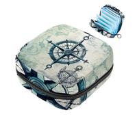 Bolsa de almacenamiento de servilletas sanitarias, bolsa de período, bolsa de almohadillas, brújula de ancla marina, mapa del mundo, bolsa de período