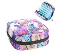 Bolsa de almacenamiento de servilletas sanitarias, bolsa de período, bolsa de almohadillas, estilo vintage con unicornios, bolsa de período