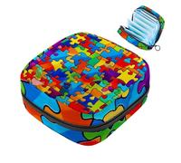Bolsa de almacenamiento de servilletas sanitarias, bolsa de período, bolsa de almohadillas, rompecabezas colorido arcoíris, bolsa de período