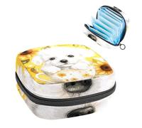 Bolsa de almacenamiento de servilletas sanitarias, bolsa de período para la escuela, adolescentes, girasoles, taza de perro, bolsa de período portátil con cremallera, bolsa de toallas sanitarias,