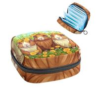Bolsa de almacenamiento de servilletas sanitarias, bolsa de período para niñas adolescentes y niñas, coronas de flores de conejillos de indias, bolsa de período portátil con cremallera, bolsa de