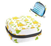 Bolsa de almacenamiento de servilletas sanitarias, bolsa de tampón para copa menstrual, organizador para almohadillas de período para mujeres y niñas, bonito patrón de dinosaurios amarillos y verdes