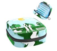 Bolsa de almacenamiento de servilletas sanitarias, bolsa de tampón para copa menstrual, organizador para almohadillas de período, para mujeres y niñas, una familia feliz de tres en el parque, verde