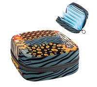 Bolsa de almacenamiento de servilletas sanitarias, bolsa de tampón para copa menstrual, organizador para almohadillas de período, para mujeres y niñas, piel de animal de tribu