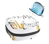 Bolsa de almacenamiento de servilletas sanitarias, bolsa de tampón para copa menstrual, organizador para almohadillas de período, para mujeres y niñas, escucha la música, piano, violín, saxofón