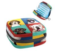 Bolsa de almacenamiento de servilletas sanitarias, bolsa de tampón para copa menstrual, organizador para almohadillas de período, para mujeres y niñas, colección de retratos de adorables cachorros y