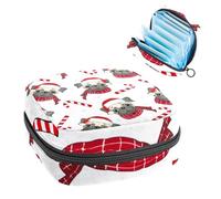 Bolsa de almacenamiento de servilletas sanitarias, bolsa de tampón para copa menstrual, organizador para almohadillas de período, para mujeres y niñas, perro carlino con sombrero y bastón de caramelo