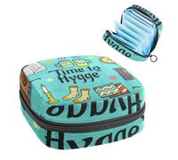 Bolsa de almacenamiento de servilletas sanitarias, bolsa de tampón para copa menstrual, organizador para almohadillas de período, para mujeres y niñas, Hygge Time to Happy