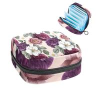 Bolsa de almacenamiento de servilletas sanitarias, bolsa de tampón para copa menstrual, organizador para almohadillas de período, organizador para mujeres y niñas, peonía floral romántica flor grande