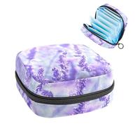 Bolsa de almacenamiento de servilletas sanitarias, bolsa de tampón para copa menstrual, organizador para almohadillas de período, para mujeres y niñas, flor de lavanda, flor malva