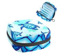 Bolsa de almacenamiento de servilletas sanitarias, bolsa de tampón para copa menstrual, organizador para almohadillas de período, para mujeres y niñas, tortuga marina azul, turquesa