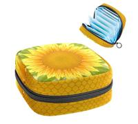 Bolsa de almacenamiento de servilletas sanitarias, bolsa de tampón para copa menstrual, organizador para almohadillas de período, para mujeres y niñas, flor de girasol amarillo grande
