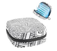Bolsa de almacenamiento de servilletas sanitarias, bolsa de tampón para copa menstrual, organizador para almohadillas de período, para mujeres y niñas, mandala indio, henna psicodélica, blanca