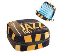 Bolsa de almacenamiento de servilletas sanitarias, bolsa de tampón para copa menstrual, organizador para almohadillas de período, para mujeres y niñas, Día Internacional del Jazz 30 de abril, festival