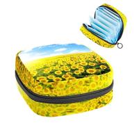 Bolsa de almacenamiento de servilletas sanitarias, bolsa de tampón para copa menstrual, organizador para almohadillas de período, para mujeres y niñas, girasol y nube