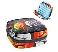 Bolsa de almacenamiento de servilletas sanitarias, bolsa portátil para copa menstrual, bolsa para el primer período para mujeres y niñas, cerebro artístico-2283 monedero acolchado con cremallera