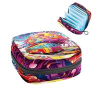 Bolsa de almacenamiento de servilletas sanitarias, bolsa portátil para copa menstrual, bolsa para el primer período para mujeres y niñas, cerebro y autobús, bolso acolchado con cremallera 116
