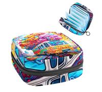 Bolsa de almacenamiento de servilletas sanitarias, bolsa portátil para copa menstrual, bolsa para el primer período para mujeres y niñas, cerebro y autobús, bolso acolchado con cremallera 160